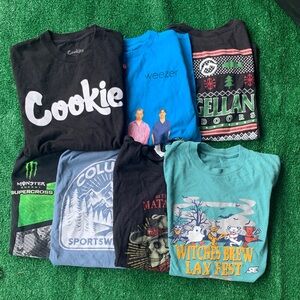 Assorted Men's Short Sleeve Graphic Tees - Black, Blue, Teal & More